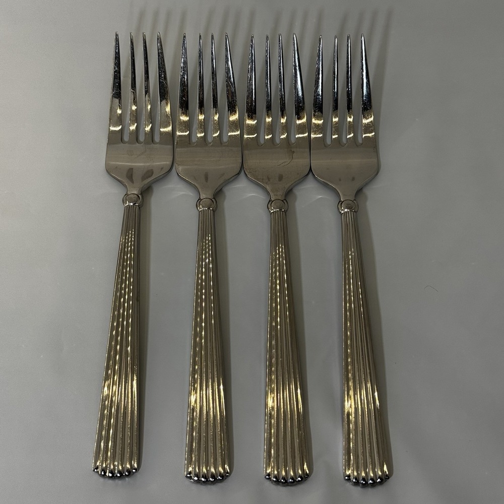 Lot Of 4 Salad Forks Waterford CARLETON Glossy 18/10 Stainless Korea 7 1/8"